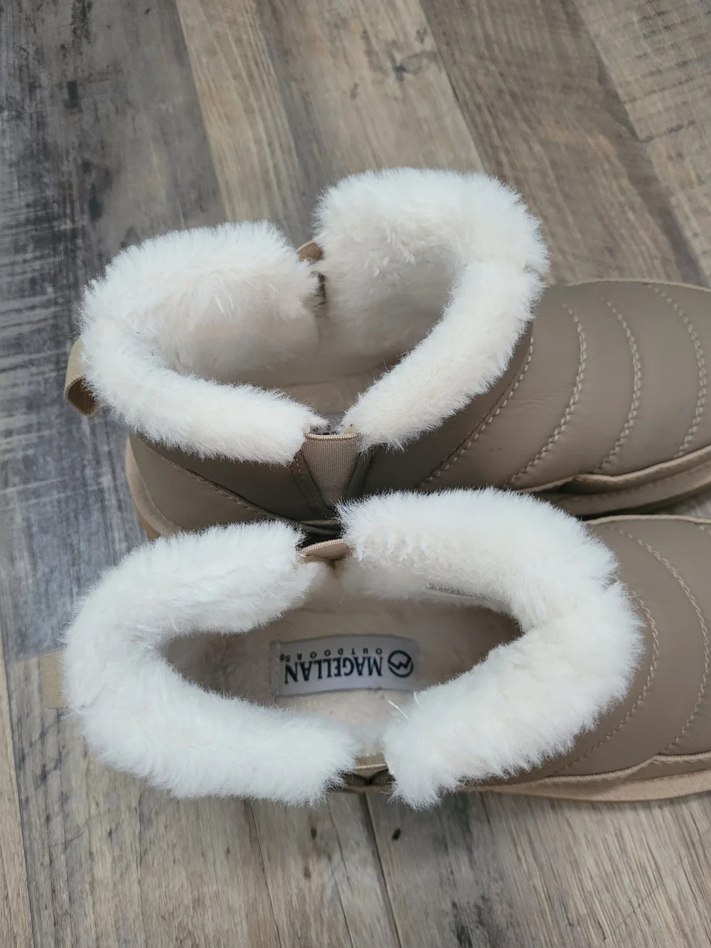 Magellan Size 9 Khaki Tan Fur Lined Nylon Outdoor Shoes Booties